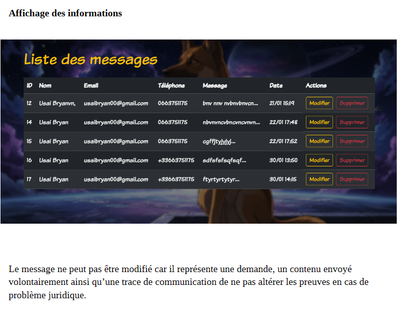 Page administrateur